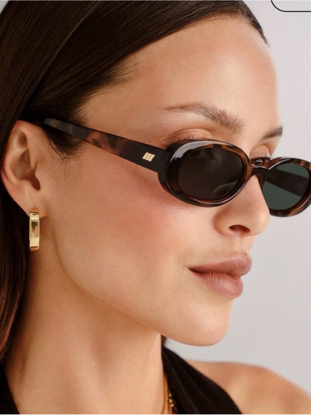Le Specs Tortoiseshell Oval Sunglasses With Dark Lenses